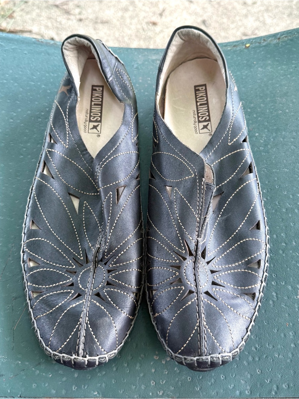 Women's Pikolinos 100% Calfskin Leather Moccasin Jerez Size 39 /8.5  Black